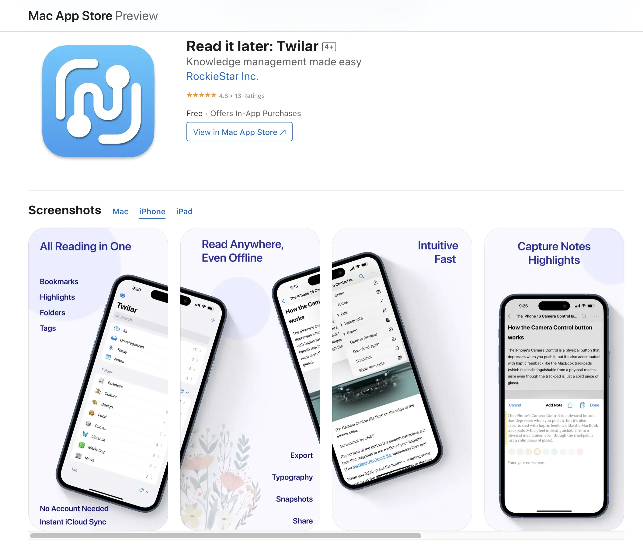 Twilar - Apple only read-it-later